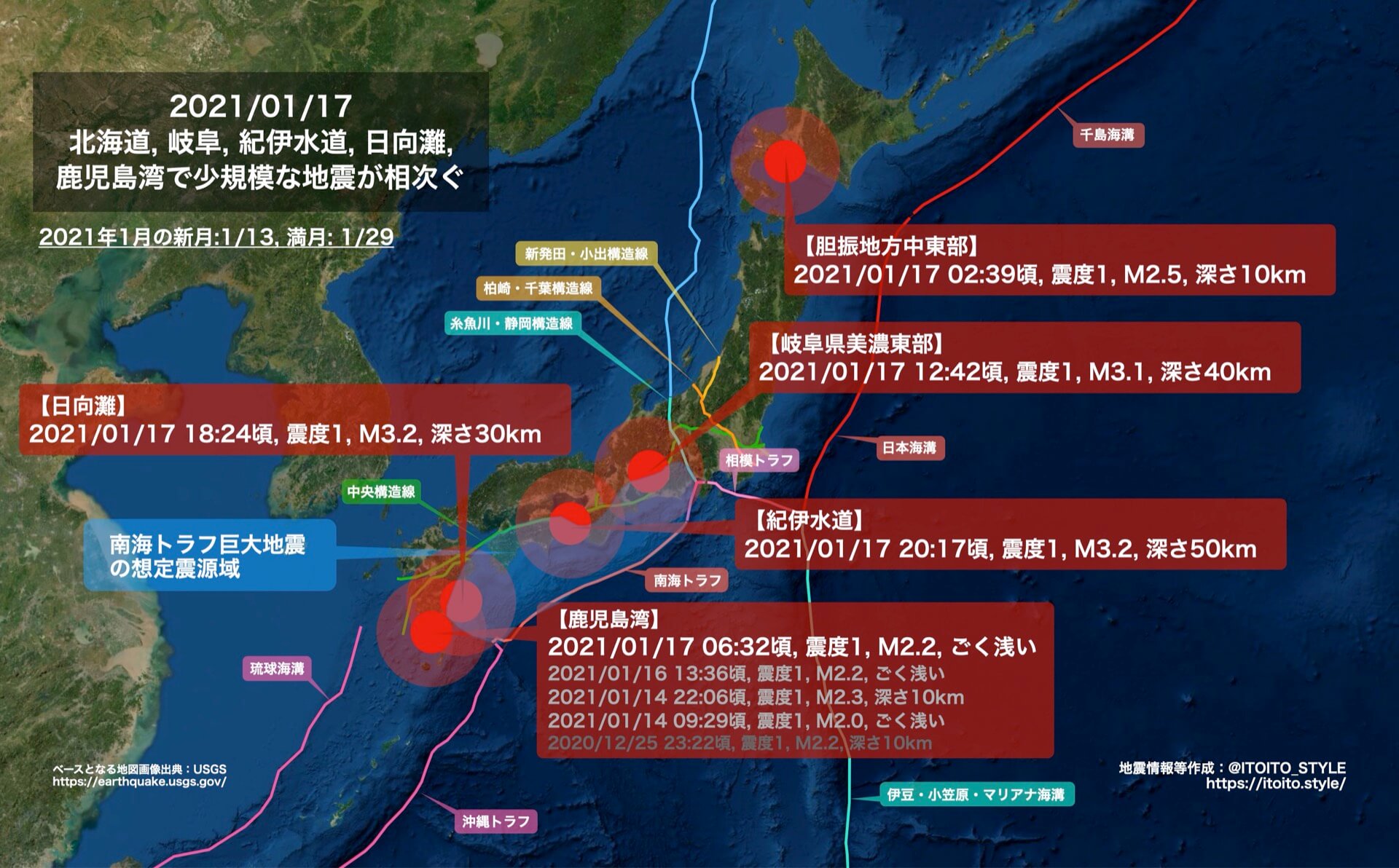 北海道 岐阜 紀伊水道 日向灘 鹿児島湾で少規模な地震が相次ぐ 2021 01 17 Itoito Style